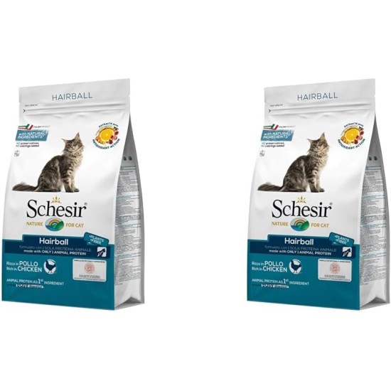 Schesir Cat Adult Maintenance Hairball with Chicken, Dry Cat Food for Adults Cats, Dry Food in Bag, Pack of 1 (1 x 400 g) Schesir Cat Adult Maintenance Hairball with Chicken, Dry Cat Food for Adults Cats, Dry Food in Bag, Pack of 1 (1 x 400 g)