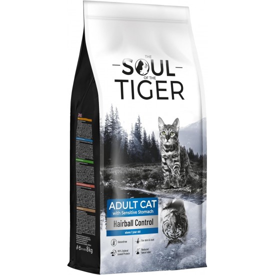 The Soul of the Tiger - Dry Food for Adult Cats, Grain Free with Salmon and Potatoes, for Castrated Cats, Gentle Formula, 8 kg The Soul of the Tiger - Dry Food for Adult Cats, Grain Free with Salmon and Potatoes, for Castrated Cats, Gentle Formula, 8 kg