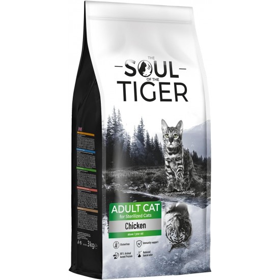 The Soul of the Tiger - Dry Food for Adult Cats, Grain Free with Salmon and Potatoes, for Castrated Cats, Gentle Formula, 8 kg The Soul of the Tiger - Dry Food for Adult Cats, Grain Free with Salmon and Potatoes, for Castrated Cats, Gentle Formula, 8 kg