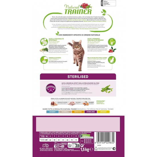 Trainer Natural Natural tr. Cat Adult Sterilised Ham kg. 1.5 Trainer Natural Natural tr. Cat Adult Sterilised Ham kg. 1.5