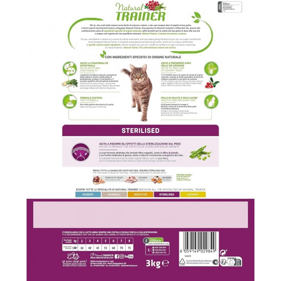 Trainer Natural Natural tr. Cat Adult Sterilised Salmon kg. 3 Trainer Natural Natural tr. Cat Adult Sterilised Salmon kg. 3