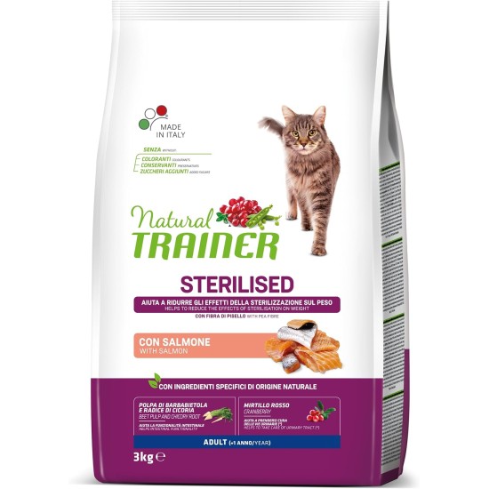 Trainer Natural Natural tr. Cat Adult Sterilised Salmon kg. 3 Trainer Natural Natural tr. Cat Adult Sterilised Salmon kg. 3