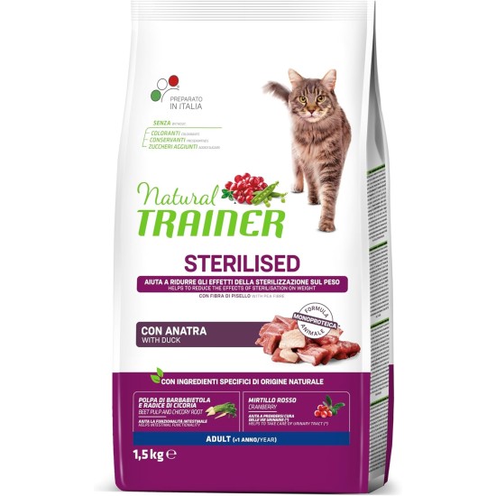 Trainer Sterilised Cat Food - Monoprotein Formula - Duck - 1.5kg