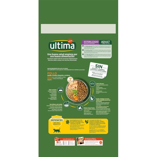Ultima Sterilised Chicken Dry Cat Food 4 x 1.5kg Total 6kg Ultima Sterilised Chicken Dry Cat Food 4 x 1.5kg Total 6kg