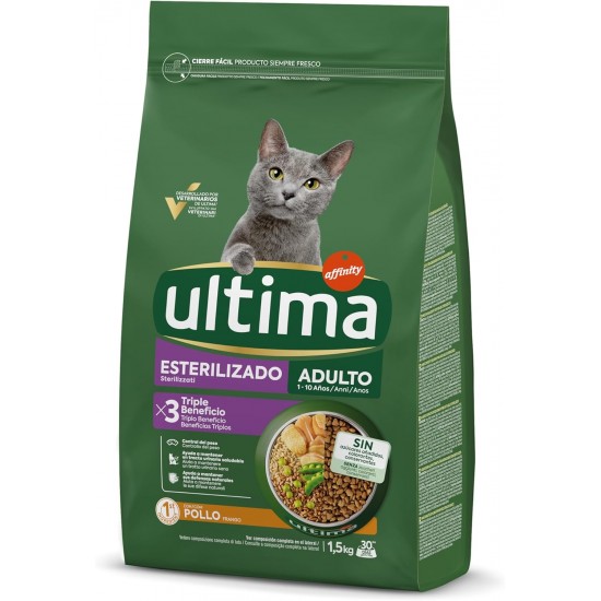 Ultima Sterilised Chicken Dry Cat Food 4 x 1.5kg Total 6kg Ultima Sterilised Chicken Dry Cat Food 4 x 1.5kg Total 6kg