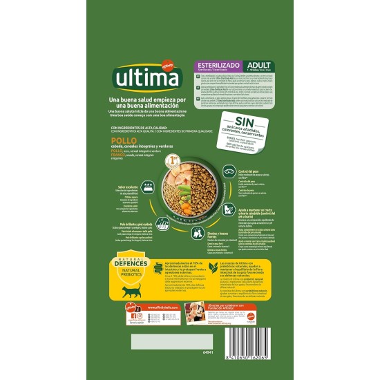 Ultima Sterilised Chicken Dry Cat Food 4 x 1.5kg Total 6kg Ultima Sterilised Chicken Dry Cat Food 4 x 1.5kg Total 6kg