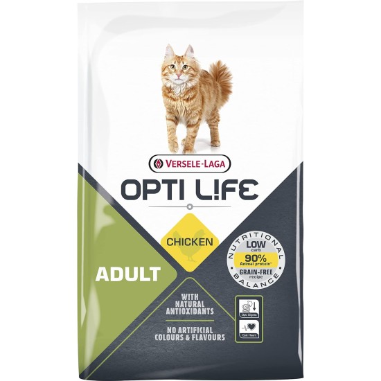 VERSELE LAGA Opti Life Adult Dry Cat Food - Food for Adults Cats - Grain-Free - with Chicken - 2.5 kg VERSELE LAGA Opti Life Adult Dry Cat Food - Food for Adults Cats - Grain-Free - with Chicken - 2.5 kg