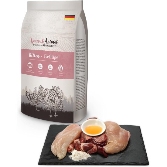 Venandi Animal - Premium Cat Food - Kitten - Poultry, with Lots of Fresh Meat, Dry Food, Grain-Free, Pack of 1 (1 x 1.5 kg) Venandi Animal - Premium Cat Food - Kitten - Poultry, with Lots of Fresh Meat, Dry Food, Grain-Free, Pack of 1 (1 x 1.5 kg)