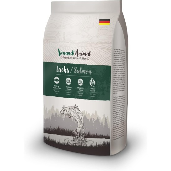 Venandi Animal Premium Dry Food for Cats, Salmon, Grain-Free with Lots of Fresh Salmon, 1.5 kg Venandi Animal Premium Dry Food for Cats, Salmon, Grain-Free with Lots of Fresh Salmon, 1.5 kg