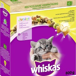 WHISKAS Cardboard Dry Junior with Chicken 800 g