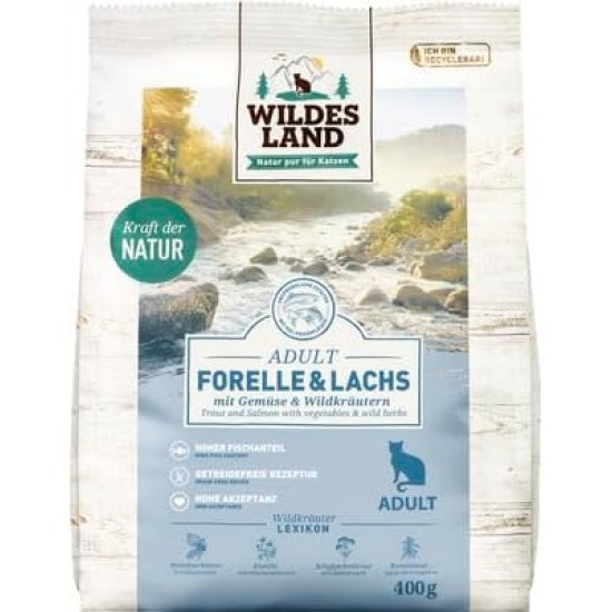 WILDES LAND Dry Food for Cats Trout and Salmon Adult 400 g WILDES LAND Dry Food for Cats Trout and Salmon Adult 400 g