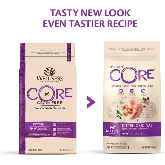 Wellness CORE Dry Cat Food, Grain Free, High Meat Percentage, No Artificial Additives, Various Sizes and Varieties, Kitten Wellness CORE Dry Cat Food, Grain Free, High Meat Percentage, No Artificial Additives, Various Sizes and Varieties, Kitten