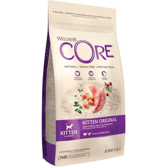 Wellness CORE Dry Cat Food, Grain Free, High Meat Percentage, No Artificial Additives, Various Sizes and Varieties, Kitten Wellness CORE Dry Cat Food, Grain Free, High Meat Percentage, No Artificial Additives, Various Sizes and Varieties, Kitten