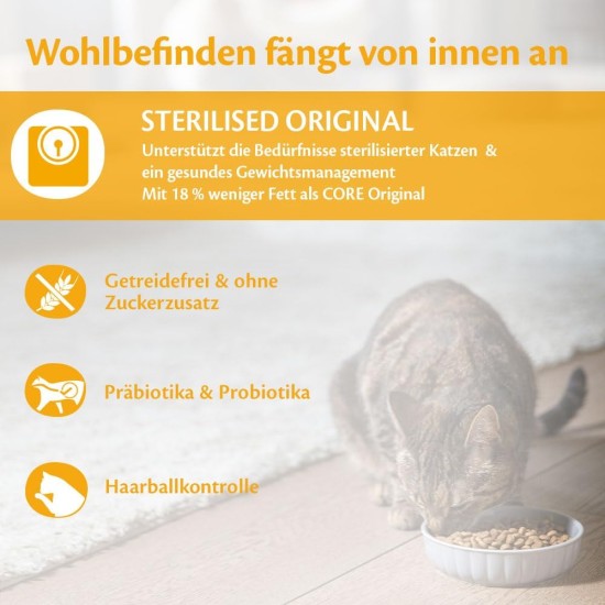 Wellness Core Sterilised Original Dry Cat Food for Sterilised Cats, Grain Free, High Meat Content, Turkey and Chicken 4 kg Wellness Core Sterilised Original Dry Cat Food for Sterilised Cats, Grain Free, High Meat Content, Turkey and Chicken 4 kg
