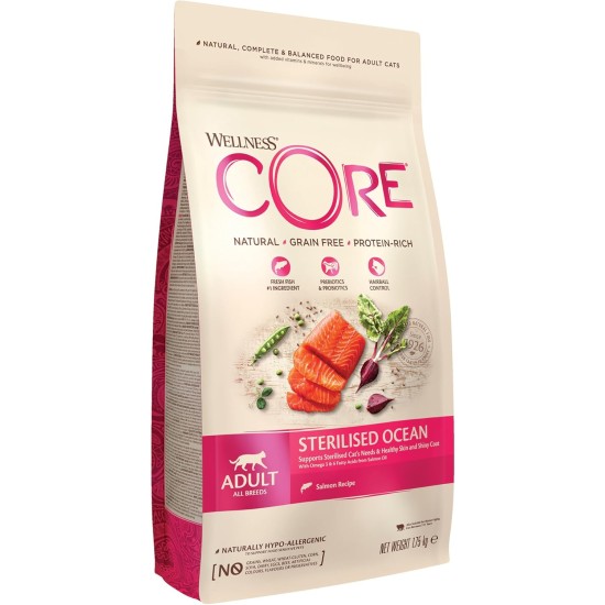 Wellness Core Sterilised Original Dry Cat Food for Sterilised Cats, Grain Free, High Meat Content, Turkey and Chicken 4 kg Wellness Core Sterilised Original Dry Cat Food for Sterilised Cats, Grain Free, High Meat Content, Turkey and Chicken 4 kg