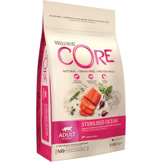Wellness Core Sterilised Original Dry Cat Food for Sterilised Cats, Grain Free, High Meat Content, Turkey and Chicken 4 kg Wellness Core Sterilised Original Dry Cat Food for Sterilised Cats, Grain Free, High Meat Content, Turkey and Chicken 4 kg