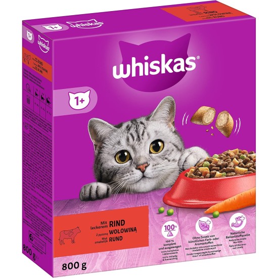 Whiskas Adult 1+ Dry Food - Cat Dry Food for Adult Cats - Chicken - 5 x 800 g Whiskas Adult 1+ Dry Food - Cat Dry Food for Adult Cats - Chicken - 5 x 800 g