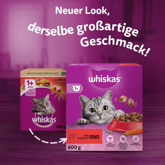 Whiskas Adult 1+ Dry Food - Cat Dry Food for Adult Cats - Chicken - 5 x 800 g Whiskas Adult 1+ Dry Food - Cat Dry Food for Adult Cats - Chicken - 5 x 800 g