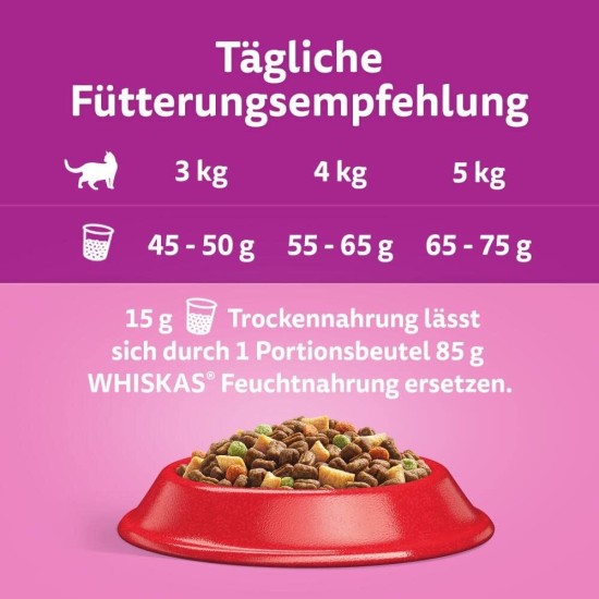 Whiskas Adult 1+ Dry Food - Cat Dry Food for Adult Cats - Chicken - 5 x 800 g Whiskas Adult 1+ Dry Food - Cat Dry Food for Adult Cats - Chicken - 5 x 800 g