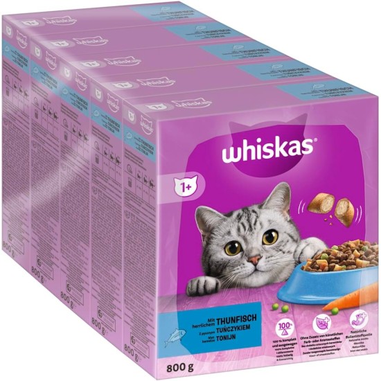 Whiskas Adult 1+ Dry Food - Cat Dry Food for Adult Cats - Chicken - 5 x 800 g Whiskas Adult 1+ Dry Food - Cat Dry Food for Adult Cats - Chicken - 5 x 800 g