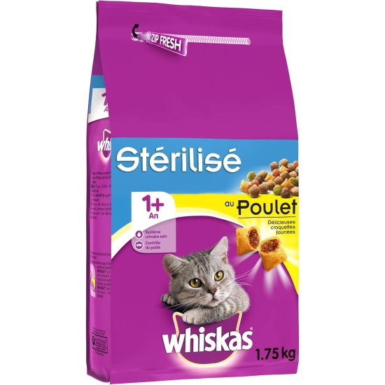 Whiskas Cat / Dry Food Adult 1+ for adult cats with chicken, 2 bags (2 x 1.9 kg) Whiskas Cat / Dry Food Adult 1+ for adult cats with chicken, 2 bags (2 x 1.9 kg)