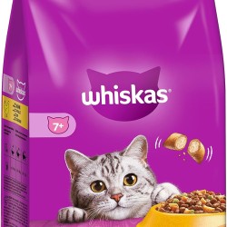 Whiskas Cat Food Dry Food Senior 7+ with Chicken, 6 Bags (6 x 1.9 kg)