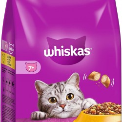 Whiskas Cat Food Dry Food Senior 7+ with Chicken, 6 Bags (6 x 1.9 kg)