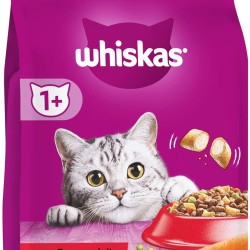 Whiskas Dry Food Adult 1+ with Beef, Dry Food for Adult Cats, 14 x 300 g