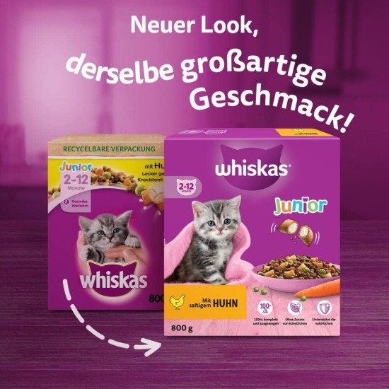 Whiskas Junior Dry Food - Cat Dry Food for Small Cats - Chicken - 5 x 800 g Whiskas Junior Dry Food - Cat Dry Food for Small Cats - Chicken - 5 x 800 g