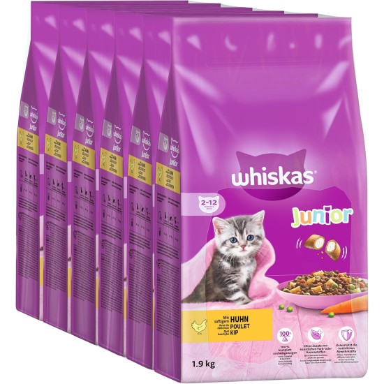 Whiskas Junior Dry Food - Cat Dry Food for Small Cats - Chicken - 5 x 800 g Whiskas Junior Dry Food - Cat Dry Food for Small Cats - Chicken - 5 x 800 g