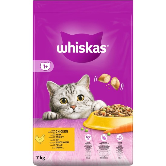 Whiskas cat / dry food 1+ for cats with chicken, 1 bag (7 kg) Whiskas cat / dry food 1+ for cats with chicken, 1 bag (7 kg)