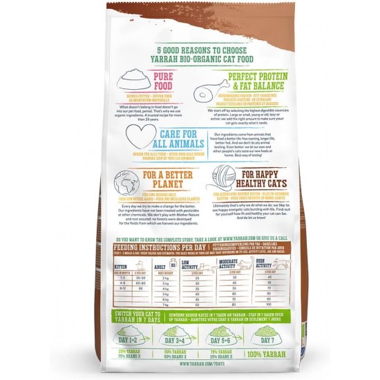 Yarrah Organic Dry Cat Food, Grain-Free, High-Quality Premium Dry Food for Cats, High Nutrient Content, Food for Cats of All Ages with Organic Chicken and MSC Fish, 6 kg Yarrah Organic Dry Cat Food, Grain-Free, High-Quality Premium Dry Food for Cats, High Nutrient Content, Food for Cats of All Ages with Organic Chicken and MSC Fish, 6 kg