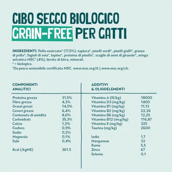 Yarrah Organic Dry Cat Food, Grain-Free, High-Quality Premium Dry Food for Cats, High Nutrient Content, Food for Cats of All Ages with Organic Chicken and MSC Fish, 6 kg Yarrah Organic Dry Cat Food, Grain-Free, High-Quality Premium Dry Food for Cats, High Nutrient Content, Food for Cats of All Ages with Organic Chicken and MSC Fish, 6 kg