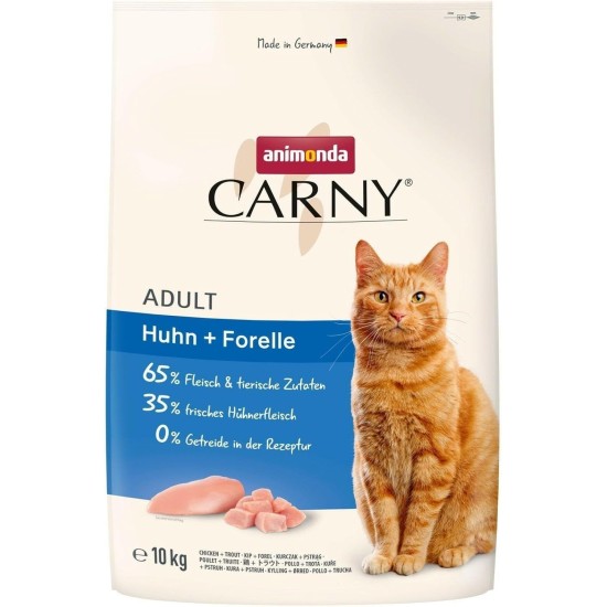 animonda Carny Adult Chicken + Trout (10 kg), Adult Dry Food for Adult Cats, Cat Food without Grain and Sugar, Cat Dry Food with 65% Meat and Fish animonda Carny Adult Chicken + Trout (10 kg), Adult Dry Food for Adult Cats, Cat Food without Grain and Sugar, Cat Dry Food with 65% Meat and Fish