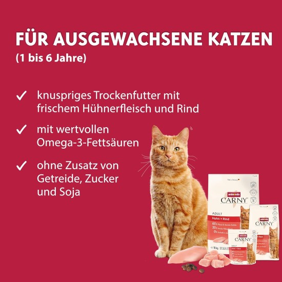 animonda Carny Adult Chicken + Trout (10 kg), Adult Dry Food for Adult Cats, Cat Food without Grain and Sugar, Cat Dry Food with 65% Meat and Fish animonda Carny Adult Chicken + Trout (10 kg), Adult Dry Food for Adult Cats, Cat Food without Grain and Sugar, Cat Dry Food with 65% Meat and Fish