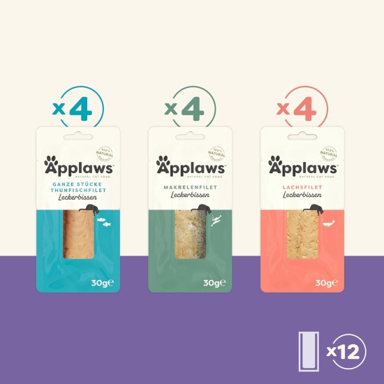 Applaws 100% Natural Wet & Kitten Snack Treatment, Slaughter Tuna Snack Selection Multipack for Adult Cats, 12×30g Bags Applaws 100% Natural Wet & Kitten Snack Treatment, Slaughter Tuna Snack Selection Multipack for Adult Cats, 12×30g Bags