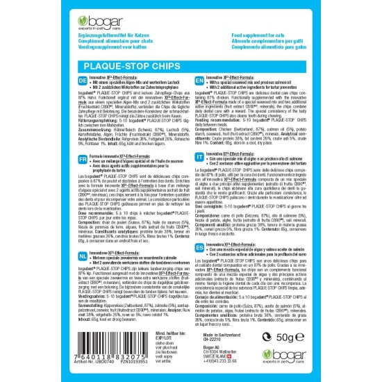 Bogadent Plaque for Chips Cat 50 g Pack of 1 x 50 g Bogadent Plaque for Chips Cat 50 g Pack of 1 x 50 g