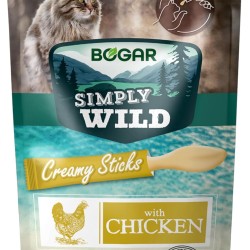 Bogar Simply Wild - Cat Treats - Supplement to Cat Food - Creamy Cat Sticks with Chicken - Delicious Cat Snacks for Cat Care & Reward - Perfect for Interactive Moments - 5 x 15 g Bogar Simply Wild - Cat Treats - Supplement to Cat Food - Creamy Cat Sticks with Chicken - Delicious Cat Snacks for Cat Care & Reward - Perfect for Interactive Moments - 5 x 15 g