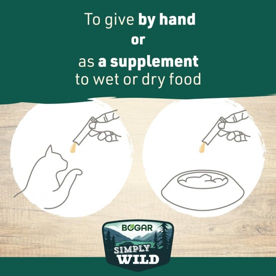 Bogar Simply Wild - Cat Treats - Supplement to Cat Food - Creamy Cat Sticks with Salmon - Delicious Cat Snacks for Cat Care & Reward - Perfect for Interactive Moments - 5 x 15 g Bogar Simply Wild - Cat Treats - Supplement to Cat Food - Creamy Cat Sticks with Salmon - Delicious Cat Snacks for Cat Care & Reward - Perfect for Interactive Moments - 5 x 15 g