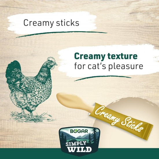 Bogar Simply Wild - Cat Treats - Supplement to Cat Food - Creamy Cat Sticks with Salmon - Delicious Cat Snacks for Cat Care & Reward - Perfect for Interactive Moments - 5 x 15 g Bogar Simply Wild - Cat Treats - Supplement to Cat Food - Creamy Cat Sticks with Salmon - Delicious Cat Snacks for Cat Care & Reward - Perfect for Interactive Moments - 5 x 15 g