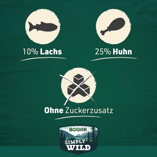 Bogar Simply Wild - Cat Treats - Supplement to Cat Food - Creamy Cat Sticks with Salmon - Delicious Cat Snacks for Cat Care & Reward - Perfect for Interactive Moments - 5 x 15 g Bogar Simply Wild - Cat Treats - Supplement to Cat Food - Creamy Cat Sticks with Salmon - Delicious Cat Snacks for Cat Care & Reward - Perfect for Interactive Moments - 5 x 15 g
