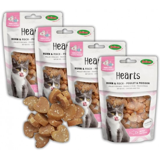 Bubimex - Chicken Hearts - Cat Treats - Chicken & Fish Flavour - Low Fat - Ideal as a Reward - 4 x 50g (200g) Bubimex - Chicken Hearts - Cat Treats - Chicken & Fish Flavour - Low Fat - Ideal as a Reward - 4 x 50g (200g)