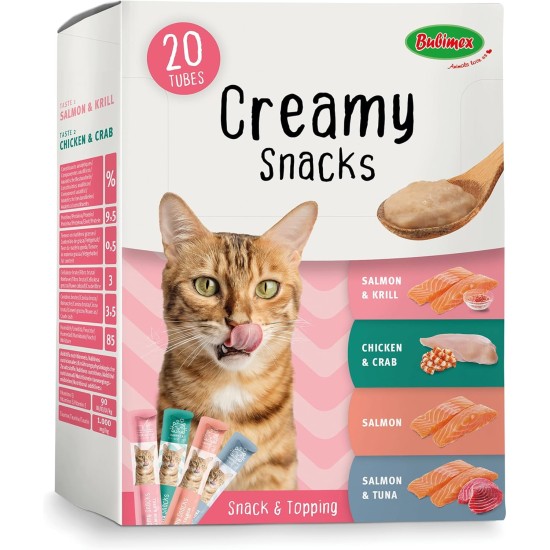 Bubimex - Creamy Snacks Multipack - Licking Cream for Cats - Smooth, Creamy and Appetizing Texture - Stimulates Appe and Promotes Hydration - 20 x 15g Bubimex - Creamy Snacks Multipack - Licking Cream for Cats - Smooth, Creamy and Appetizing Texture - Stimulates Appe and Promotes Hydration - 20 x 15g
