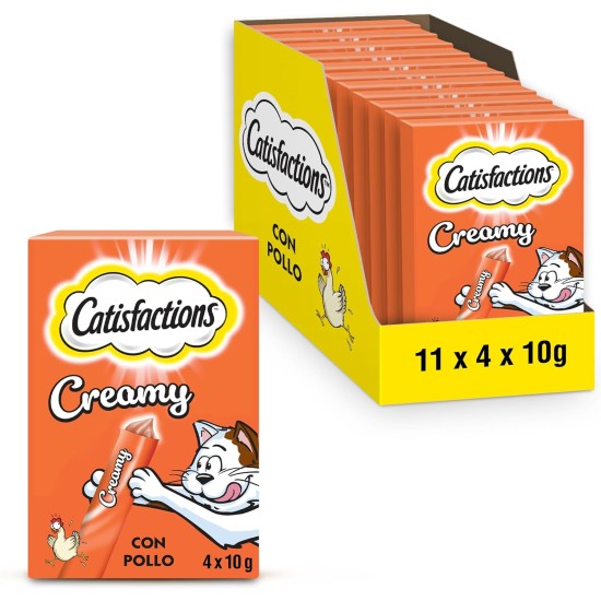 Catisfactions, Creamy Snack for Cats with Irresistible Chicken - 11 Packs of 40g Catisfactions, Creamy Snack for Cats with Irresistible Chicken - 11 Packs of 40g