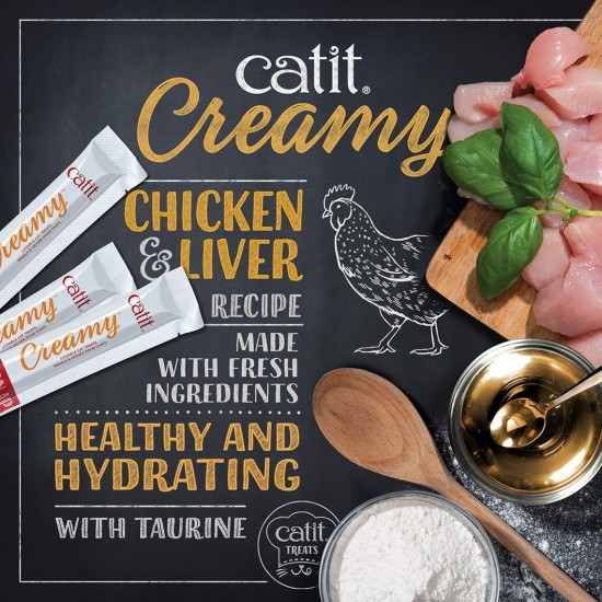 Catit Creamy Liquid Lick Paste for Cats with Chicken, 50 x 10g Catit Creamy Liquid Lick Paste for Cats with Chicken, 50 x 10g