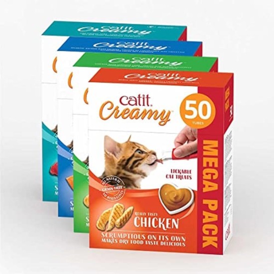 Catit Creamy Liquid Lick Paste for Cats with Chicken, 50 x 10g Catit Creamy Liquid Lick Paste for Cats with Chicken, 50 x 10g