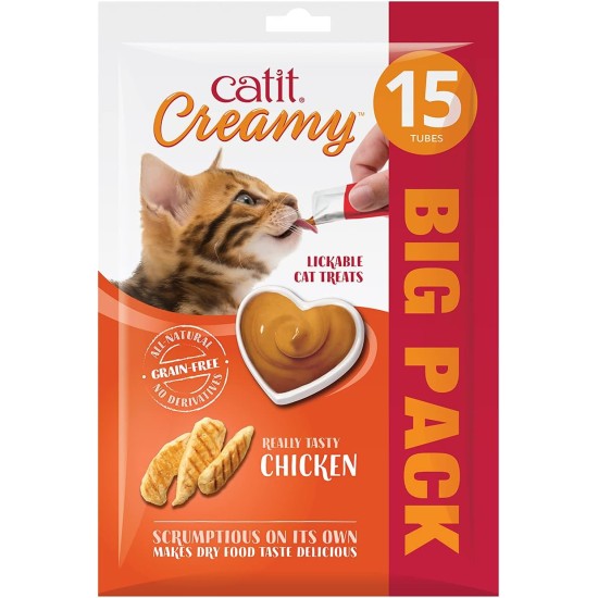 Catit Creamy Liquid Licking Paste for Cats with Chicken, 15 x 10g Catit Creamy Liquid Licking Paste for Cats with Chicken, 15 x 10g