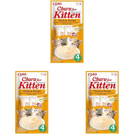 Churu Cat Snacks for Kittens Kittens - Healthy Treats for Young Cats Under 12 Months, Chicken (4 Pieces x 14 g) Churu Cat Snacks for Kittens Kittens - Healthy Treats for Young Cats Under 12 Months, Chicken (4 Pieces x 14 g)