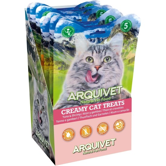 Creamy Cat Treats - Cremiger Hühnchen-Krabben-Snack (Display mit 12 Beuteln à 5x14 g) - für Katzen Creamy Cat Treats - Cremiger Hühnchen-Krabben-Snack (Display mit 12 Beuteln à 5x14 g) - für Katzen