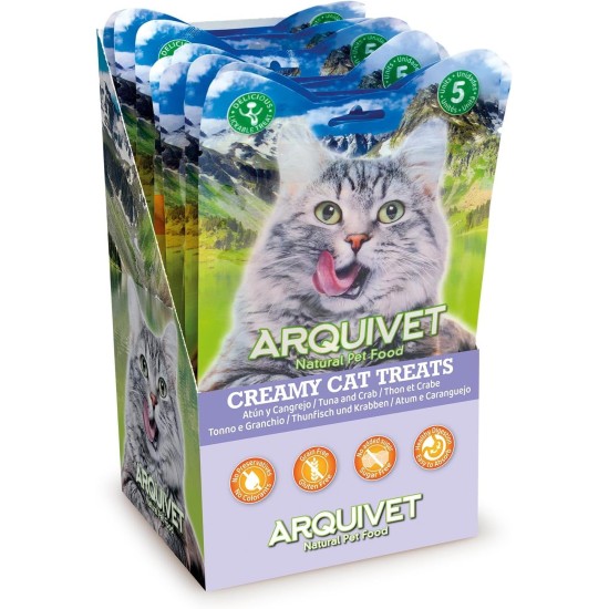 Creamy Cat Treats - Cremiger Hühnchen-Krabben-Snack (Display mit 12 Beuteln à 5x14 g) - für Katzen Creamy Cat Treats - Cremiger Hühnchen-Krabben-Snack (Display mit 12 Beuteln à 5x14 g) - für Katzen